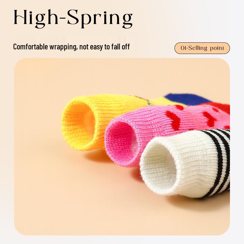 Four Seasons High-Quality Non-Slip Pet Socks for Small Dogs - Cotton Foot Covers for Teddy Dogs
