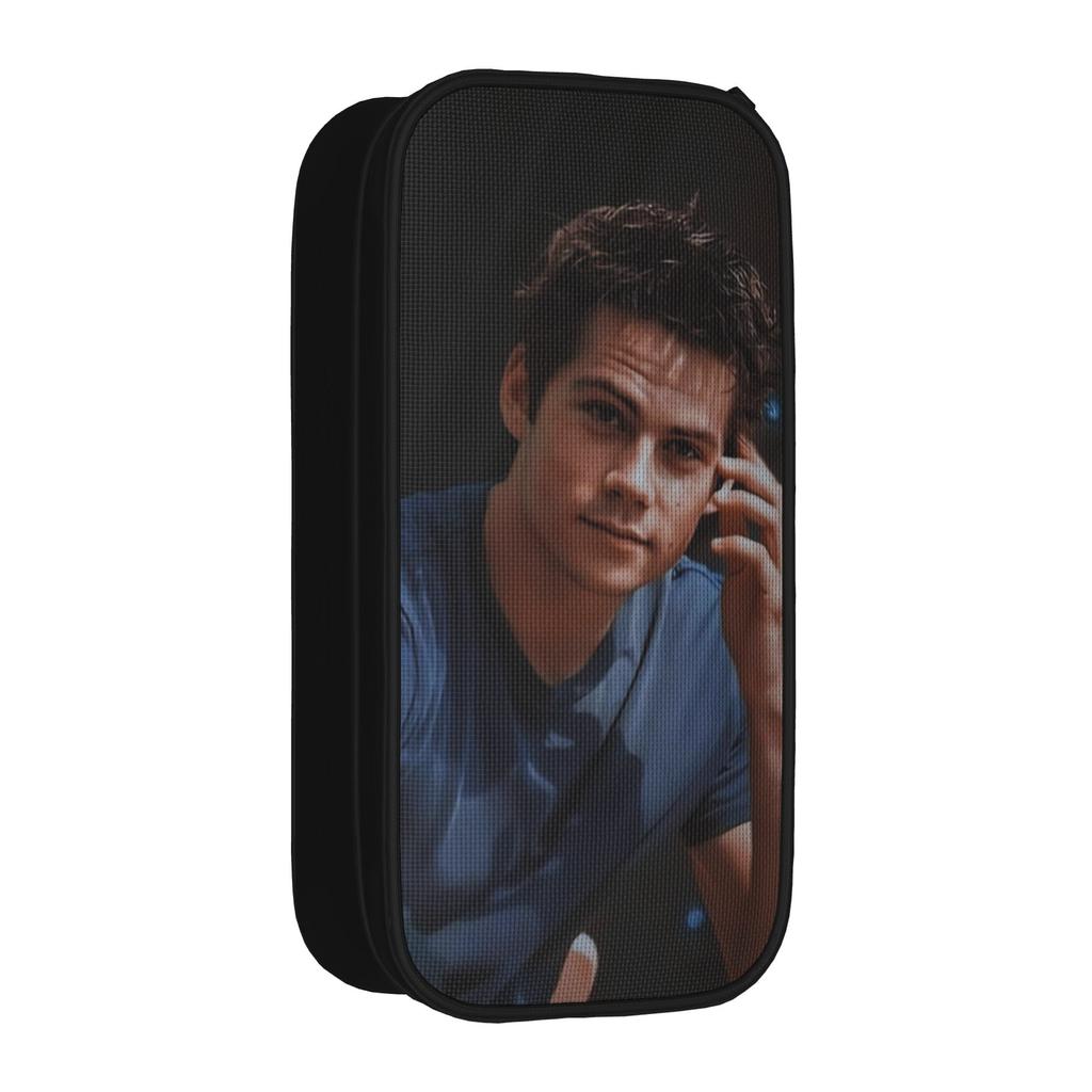 Large Capacity Pencil Pouch Dylan Obrien Actor Office Supplies Double Layer Pencil Case Stationery Women Makeup Bag Amazing Gift