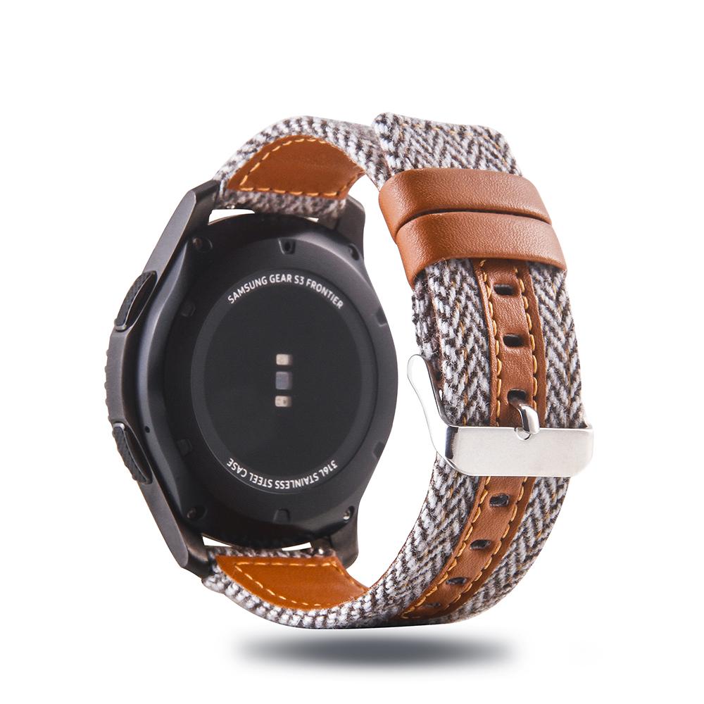 

20mm Universal Watch Wrist Strap [Cloth and Cowhide Leather] Watch Strap Style O