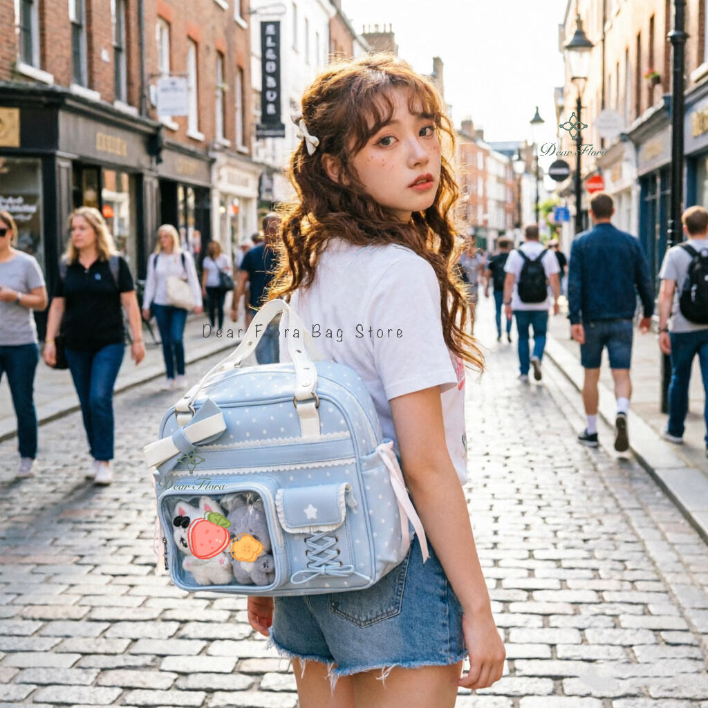 Neuer Y2K Süßer Itabag Comic-Ausstellung Rucksack mit großem Fassungsvermögen Süßes Mädchen Transparente Umhängetasche DIY Abzeichen Display Umhängetasche