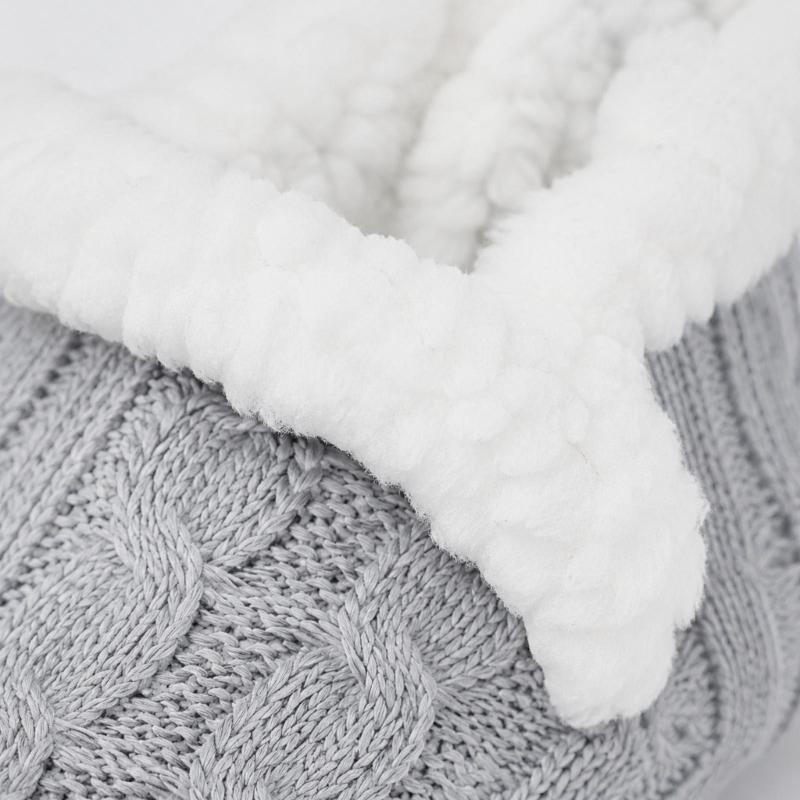 Warm Indoor Floor Socks with Cable Texture, Plush Lining and Traction Dots for Walking Around the Home in Cool Weather