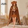 Übergroßer Deckenhoodie Tier-Wearable für Damen, Flanell-Sweatshirt Leichter Samt-Bademantel-Decke, Knopfleiste Cosplay-Umhang Nachtwäsche Winter