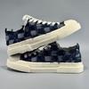 Fashion Fashion Blue Men's Canvas Sneakers Low Cut Checked Designer Shoes Man Street Platform Skateboard Shoes For Man Zapatillas Hombre