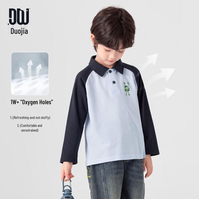 Boys' Little Monster Print Raglan Polo T-Shirt
