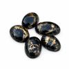 AAA+ Black Copper Turquoise Oval Cabochon, Flat Back Natural Gemstone, High Grade Stone for Jewelry Making