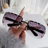 Frameless Rhinestone-studded Sunglasses, Stylish Sunglasses for Women, Personalized Sun Protection and UV Protection Glasses