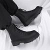Men's Boots High Top Leather Boots British Style Black Ankle Boots Platform Lace Up Motorcycle Boot Couple Outdoor Casual Shoes
