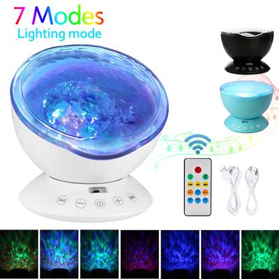 Projektor fal oceanicznych Lampka nocna LED z pilotem USB 7 trybów Kolorowe karty TF Odtwarzacz muzyczny Głośnik Home Decor