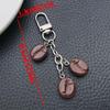 Customized Resin Food Toy Coffee Cup Keychain with Heart Latte Art and Coffee Beans Design