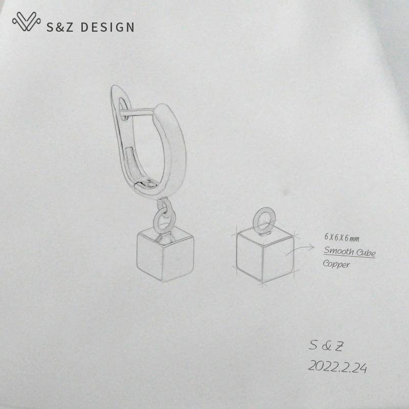 Fashion Simple Rose Gold Color Smooth Cubic Metal Drop Earrings Jewelry Sets For Women Girls Daily Pendant Necklace