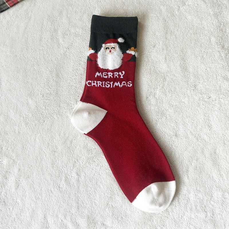 Damen Niedliche Cartoon Weihnachtsstrümpfe: Mittelwaden-Baumwollsocken, Herbst Winter Vielseitiges Geschenk