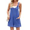Damen Freizeit Ärmellos Taschen Gerade Locker Träger Kurzer Overall Jumpsuit