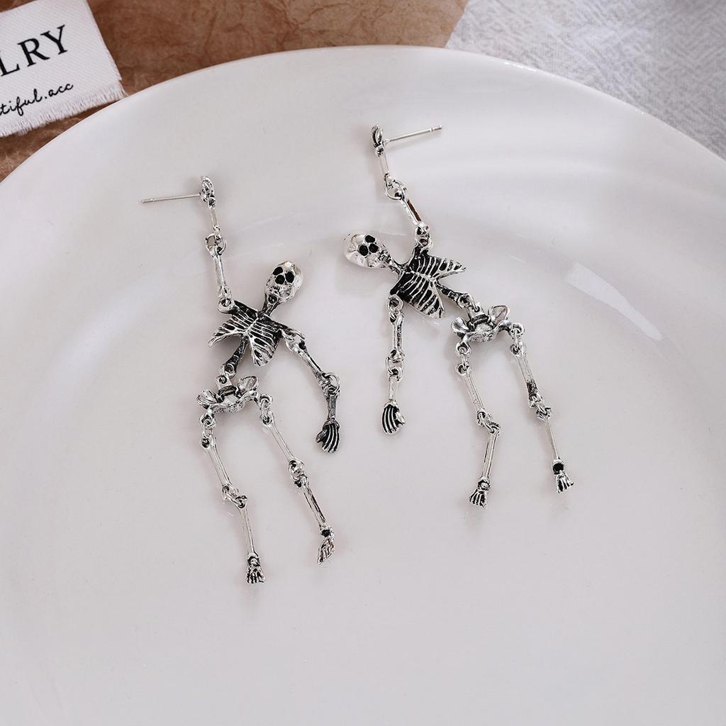 Halloween Horror Funny Skull Rack Earrings Female, Creative Personality Hip Hop Premium Sense Diablo Gothic Earrings
