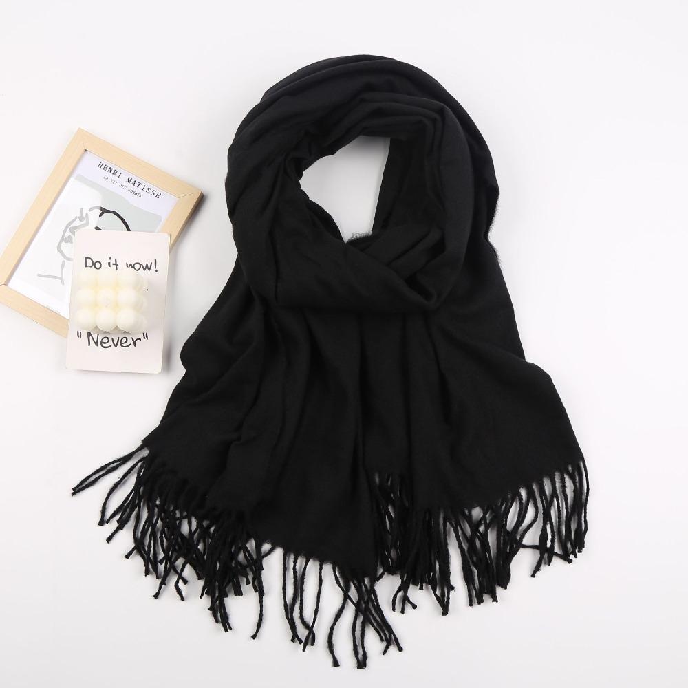 Winter Warm Solid Color Imitation Cashmere Scarf Long Thicken Neck Guard Shawl Comfortable Neck Warmer Wrap Women Girls