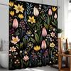 1 Piece Beautiful Flowers and Plants Shower Curtain, Bathroom Decorative Shower Curtain, Waterproof Shower Curtain with Hook