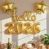 7pcs Hello 2026 New Year Aluminum Foil Balloon Set Rose Gold Conjoined Letters & Numbers for Party Decor Holiday Celebration