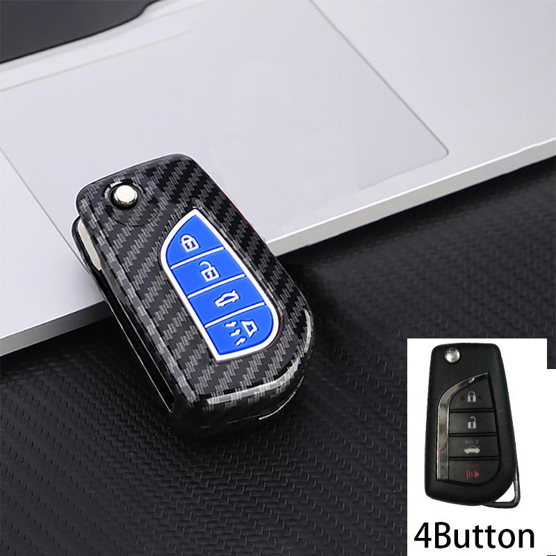 ABS Carbon 2 3 4 Buttons Car Key Case Cover For Toyota Hilux Corolla Avensis Prado Fortuner RAV4 CHR Shell Accessories