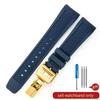 Flexible Comfortable-wearing Silicone Watch Strap Black Blue for IWC Portuguese Series IW390503 IW3907047 Arc Interface Band22mm