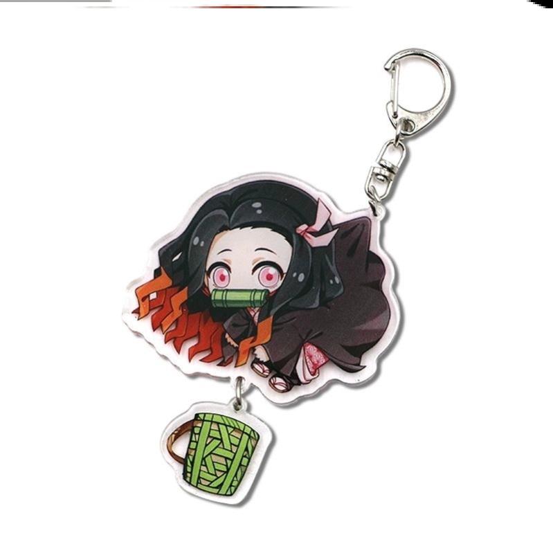 Keychain Pendant Anime Demon Slayer Kimetsu No Yaiba Kamado Tanjirou Double Sided HD Bag Pendant Gift For Fans Cosplay Props Jewelry Gift