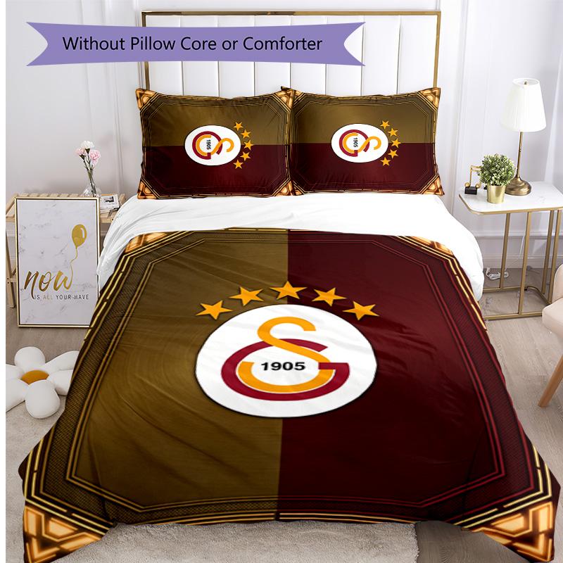 Galatasaray FC Printed 3PCS Bedding Set Breathable Duvet Cover with Pillowcases Decorative Bed Linen for Bedroom Home