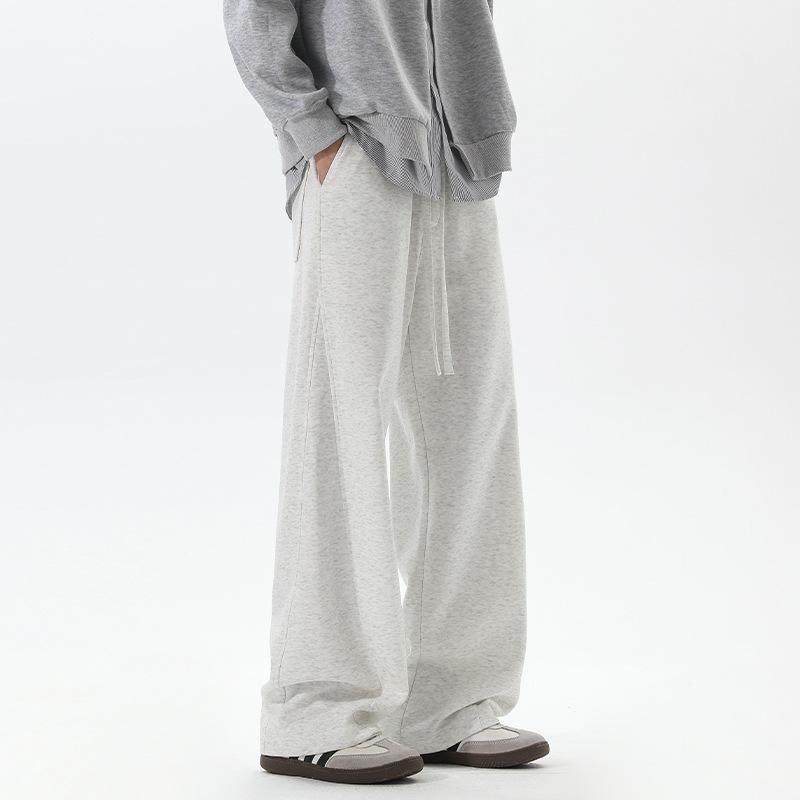 

Men s American High - Street Curved Pants Gray Trendy Wide - Leg Sports Sweatpants Retro Loose Straight Casual Pants 3XL світло-сірого кольору