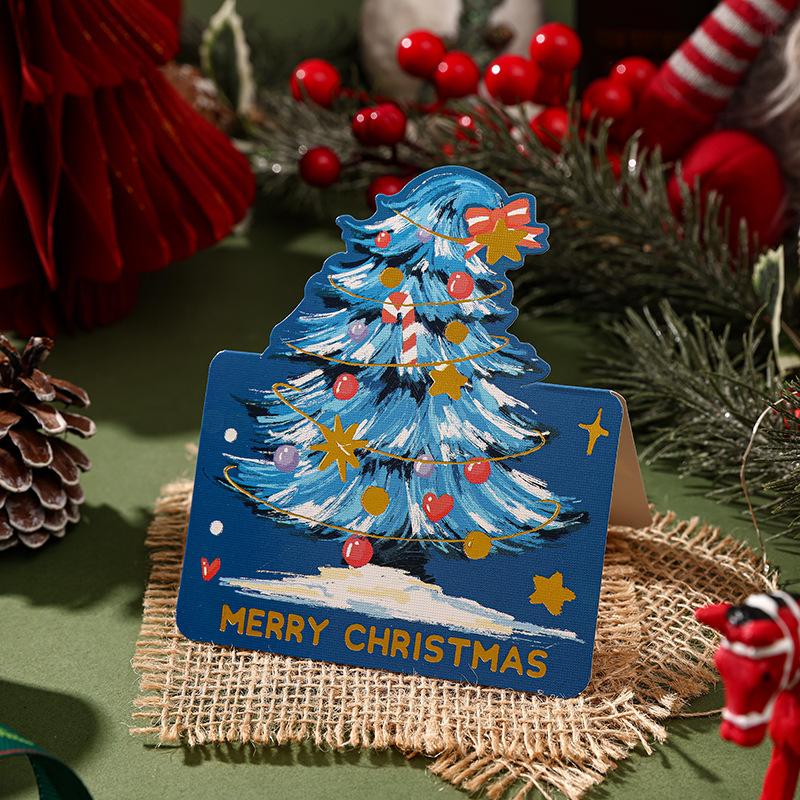 Weihnachten Weihnachtsbaum Bronzierte Grußkarte Florist Backgeschenke Kleine Karte Nachrichtenkarten