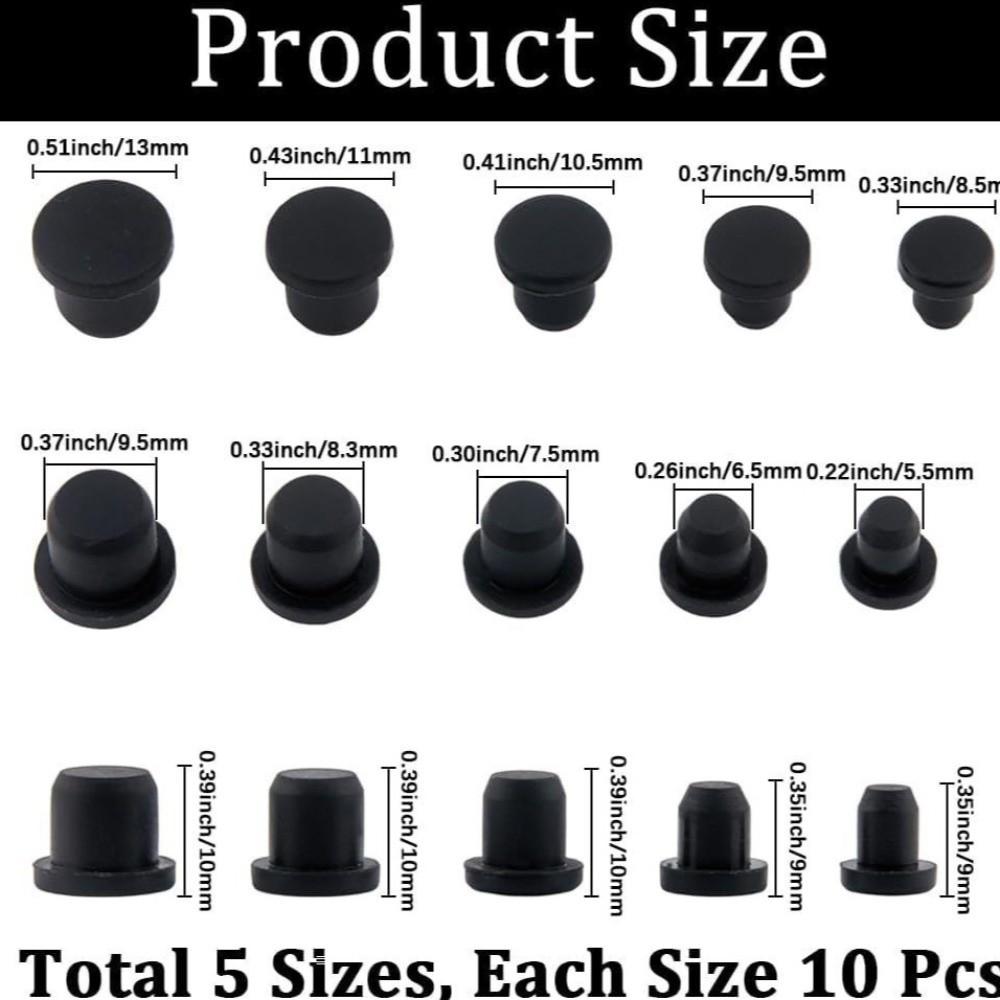 50PCS 5 Sizes Rubber Hole Plug Waterproof Multifunctional Silicone Plugs Replacement Bottle Mouth Plug
