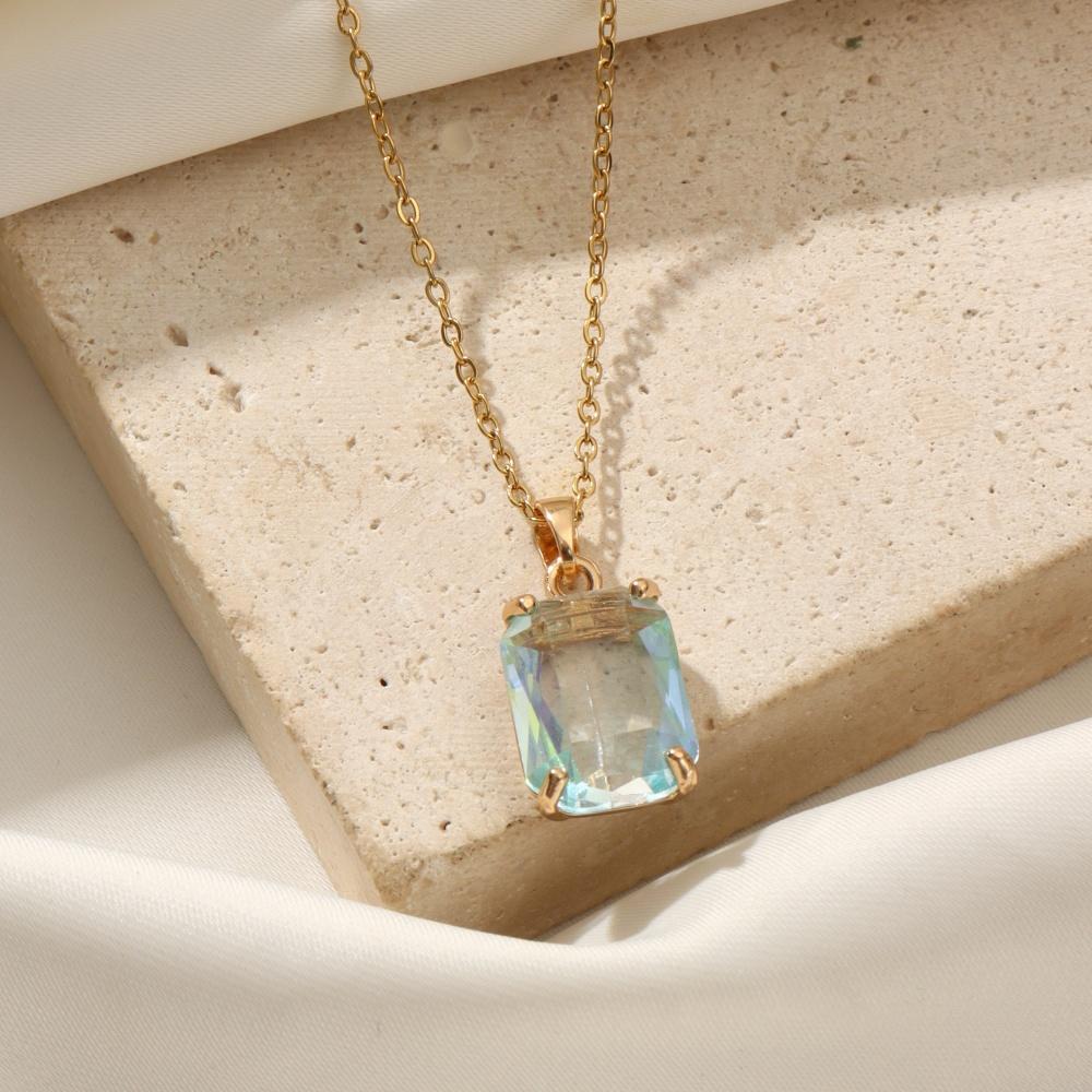 

1 шт. Модні квадратні цирконові намиста з підвісками для жінок, золотого кольору, намисто з нержавіючої сталі, ювелірні вироби, аксесуари для вечірок золотий