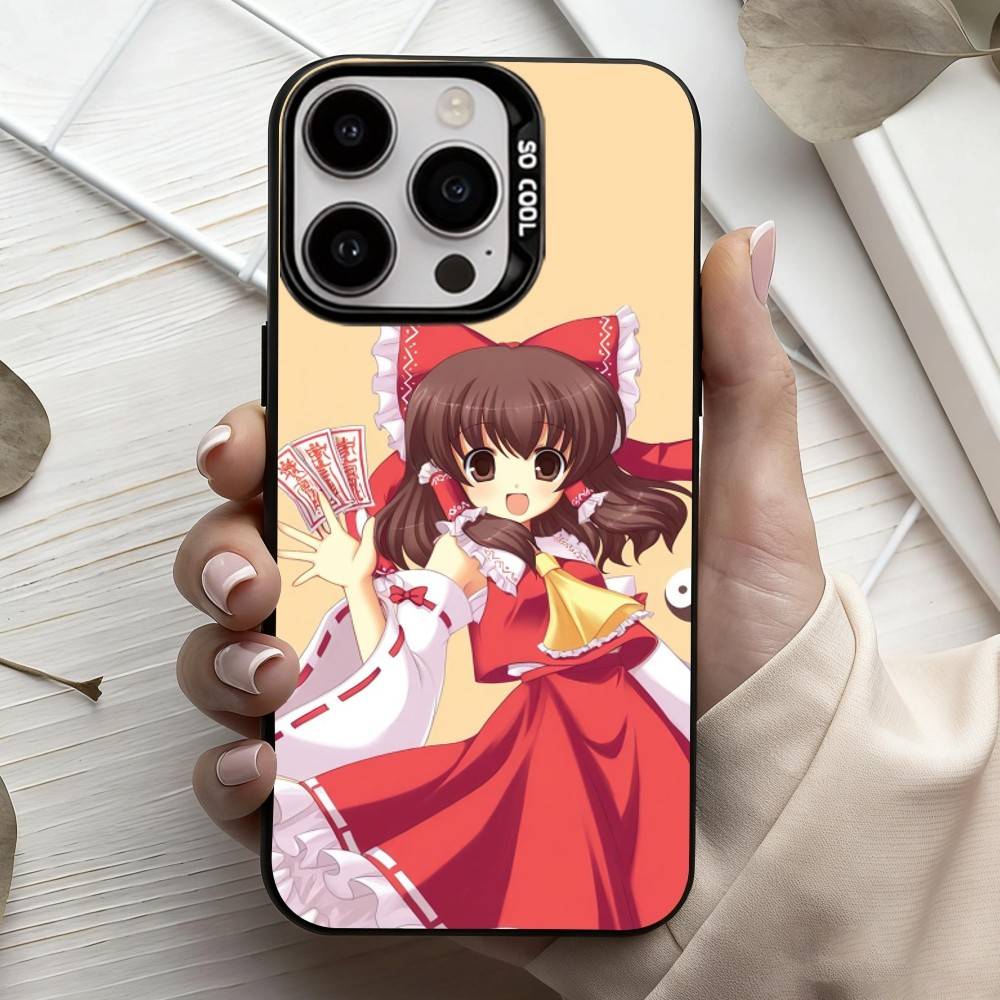 H-Hakurei Reimu T-Touhou Phone Case For iPhone17,16,15,14,13,12,11 Plus,Pro Max Black Candy Silver Plated Cover