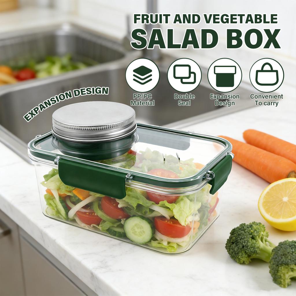Salad Pod with Dressing Cup Portable Leakproof Salad Jars with Lid Meal and Snack Container Mason Jars for Office Picnic Travel