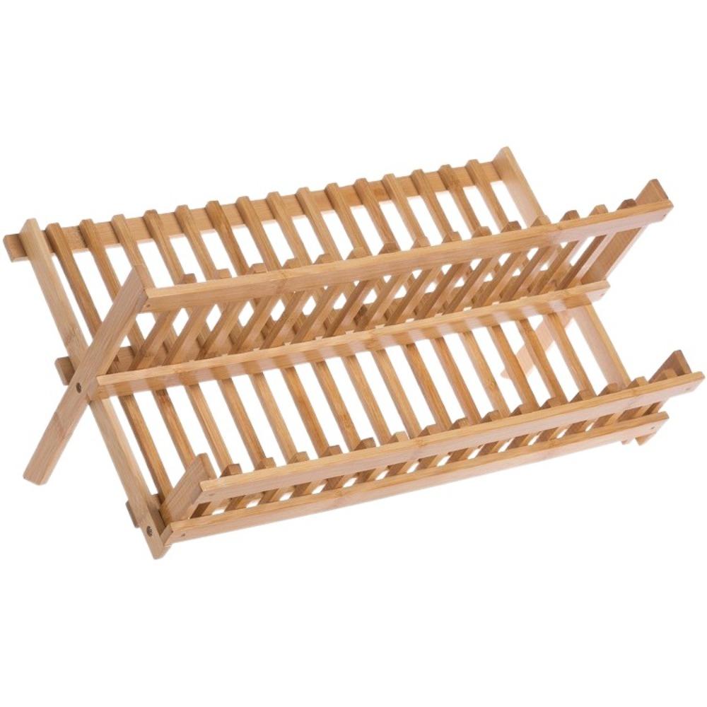 Natural Dish Drying Rack Retro Drying Holder Kitchen Organizer Folding Dish Rack  Home