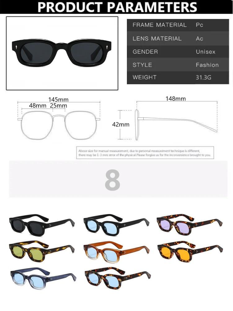 Rivet Rectangular Sun Glasses Glasses Men Ladies Driving Sun Eyeglasses Classic Square Ladies Trendy Eyewear UV400