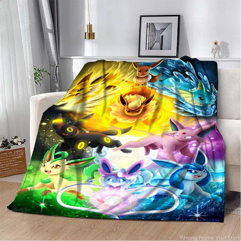 3D Printing Pokemon Anime Cute Cartoon Blanket Fluffy Children and Adults Sofa Plush Bedspread Throw Lunch Blanket for Sofa Bed