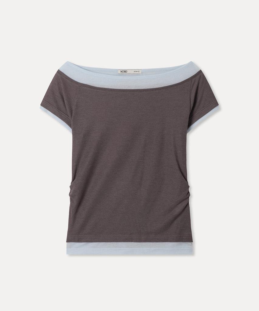 MIXXO Boat Neck Layered T-Shirt Re Lwg40Ms_Miwhwg71Qa