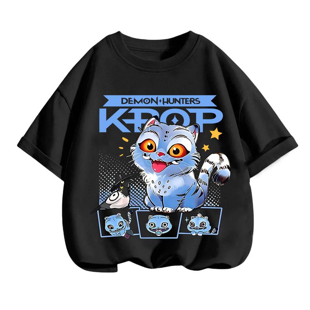 

Kpop Мисливці на Демонів Дитячий Одяг Футболка з Коротким Рукавом Мила Kpop Мисливці на Демонів Тигр Хараджуку Футболка для Хлопчиків Дівчаток 140cm