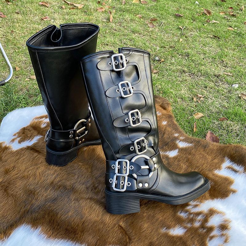 Maillard Western Cowboy Boots Women's 2025 New Spring and Autumn Coarse Heel Boots But Knee High Martin Boots