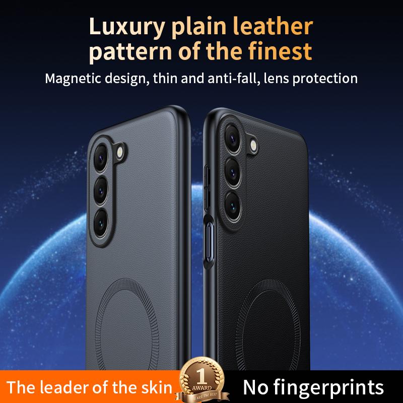 For Samsung S23 Case Magnetic Leather Shield Cover For Samsung S23 Anti-Fingerprint Non-Slip PC+TPU