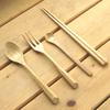 Nagao Chestnut Wood Dinner Cutlery Set and Chopsticks (4 Pieces) Spoon, Fork,