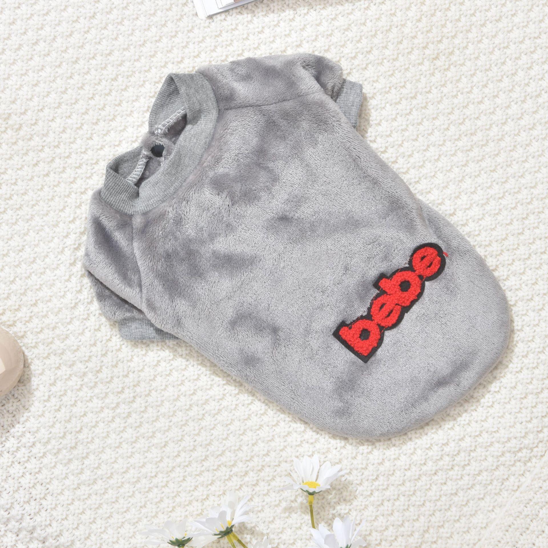 

Толстовка для маленьких питомцев из толстого плюша - для ношения осенью и зимой S серый