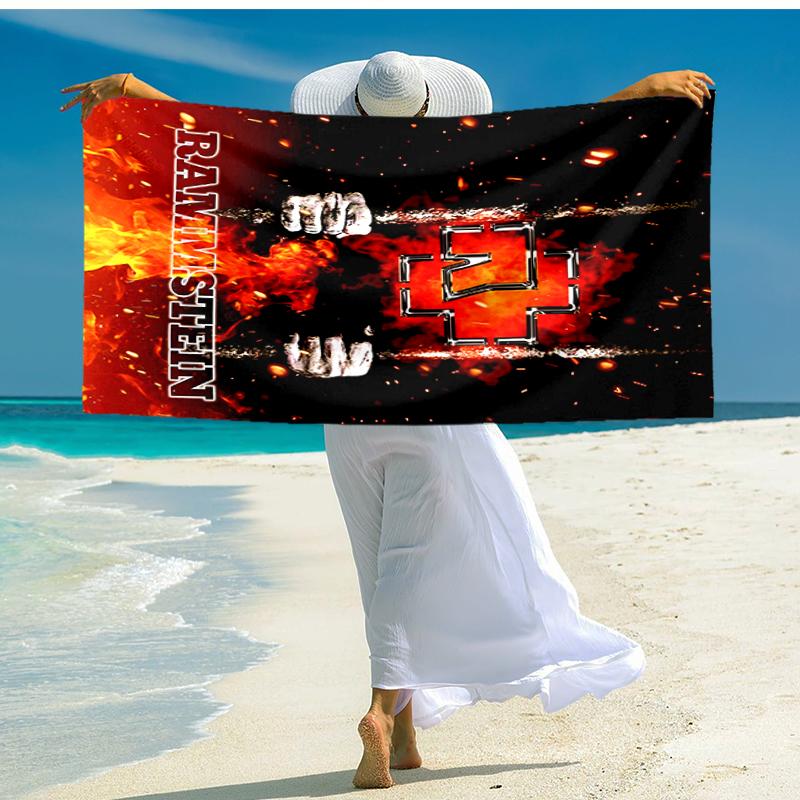 1pc Rammstein2 Beach Towel, Comfortable and Thick, and Swimming/Bath/Picnic/Camping Towel, Suitable for Seaside Beaches