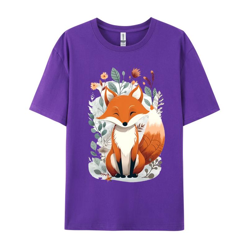Fox Worship Cute Fox Leaves T Shirts April Fool Day Tops Shirts Short Sleeve For Unisex High Quality Premium Cotton Tshirts