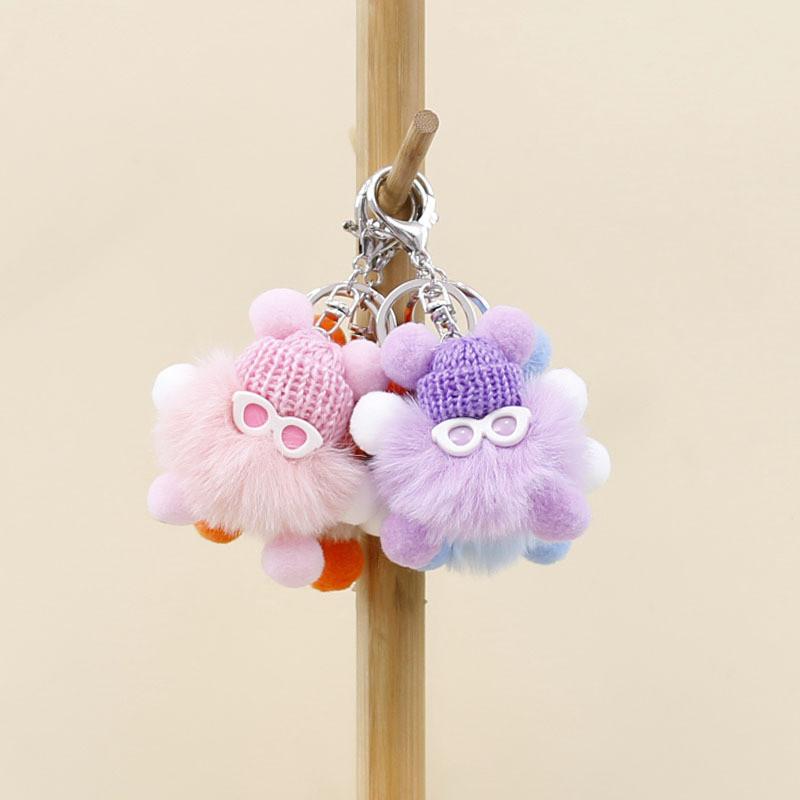 Fur Otter Rabbit Sunglasses Small Coal Ball Plush Pendant Bag Decoration