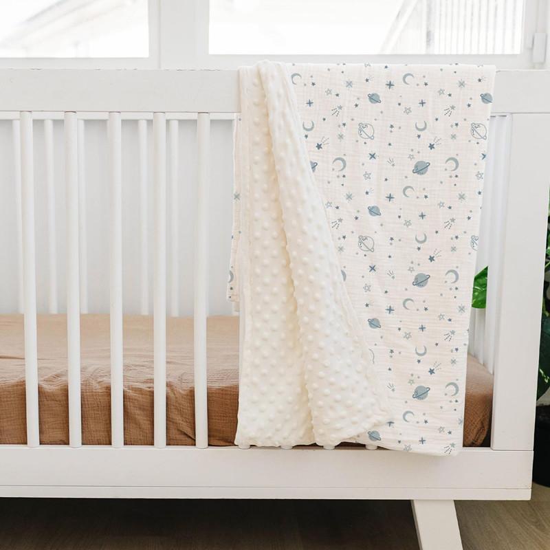 

INS Cotton Yarn Infant Double Beanie Blanket Four Seasons Plush Quilt Baby Soothing Cart Blanket