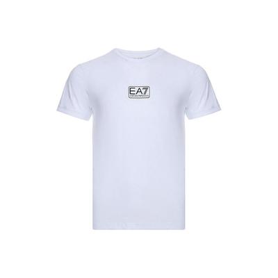 EA7 SS22 Letter And Number Print Straight Cut Round Neck Short Sleeve T-Shirt Men Tops White 8NPT11-PJNQZ-1100