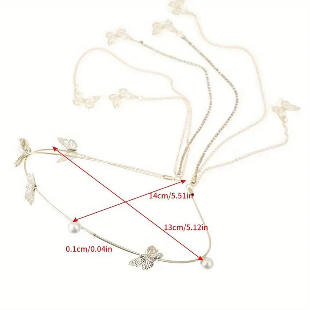 1pc Fashion Butterfly Hair Accessories Romantic Crystal Pearl Tiara Hairbands for Women Long Tassel Chain Headwear Headwear