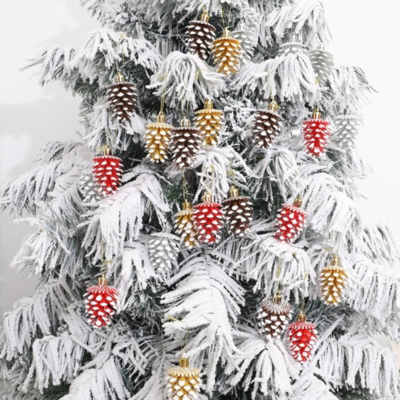 Set of 10 Realistic Pine Cone Hanging Accent Distinctive Pine Cone Christmas Decorations for Home Hanging Pendant