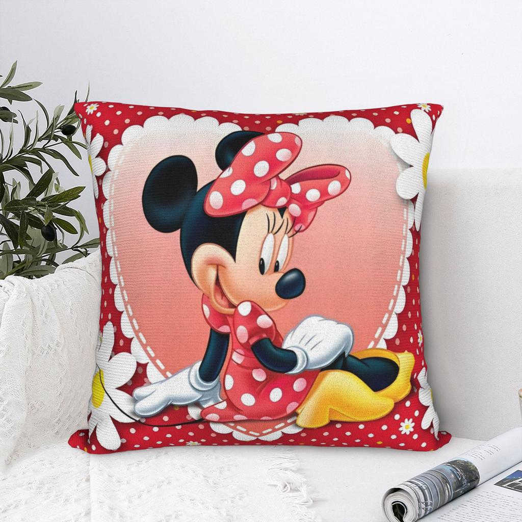 Cute Minnie Mouse Square Pillow Covers Polyester Home Famous Popular Cartoon Cushion Case Cool Decor Pillow Cover 45*45