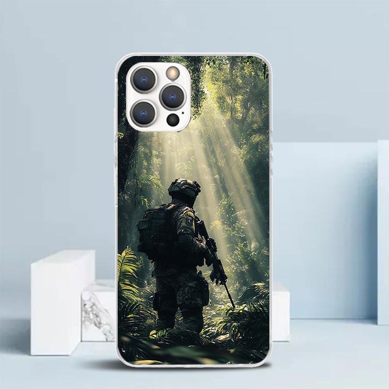 Military Army Special Forces Soft Cover for iPhone 16 17 Air 15 14 Pro Max 16E Phone Case 13 Mini 12 11 7 SE 8 Print Pattern Fit