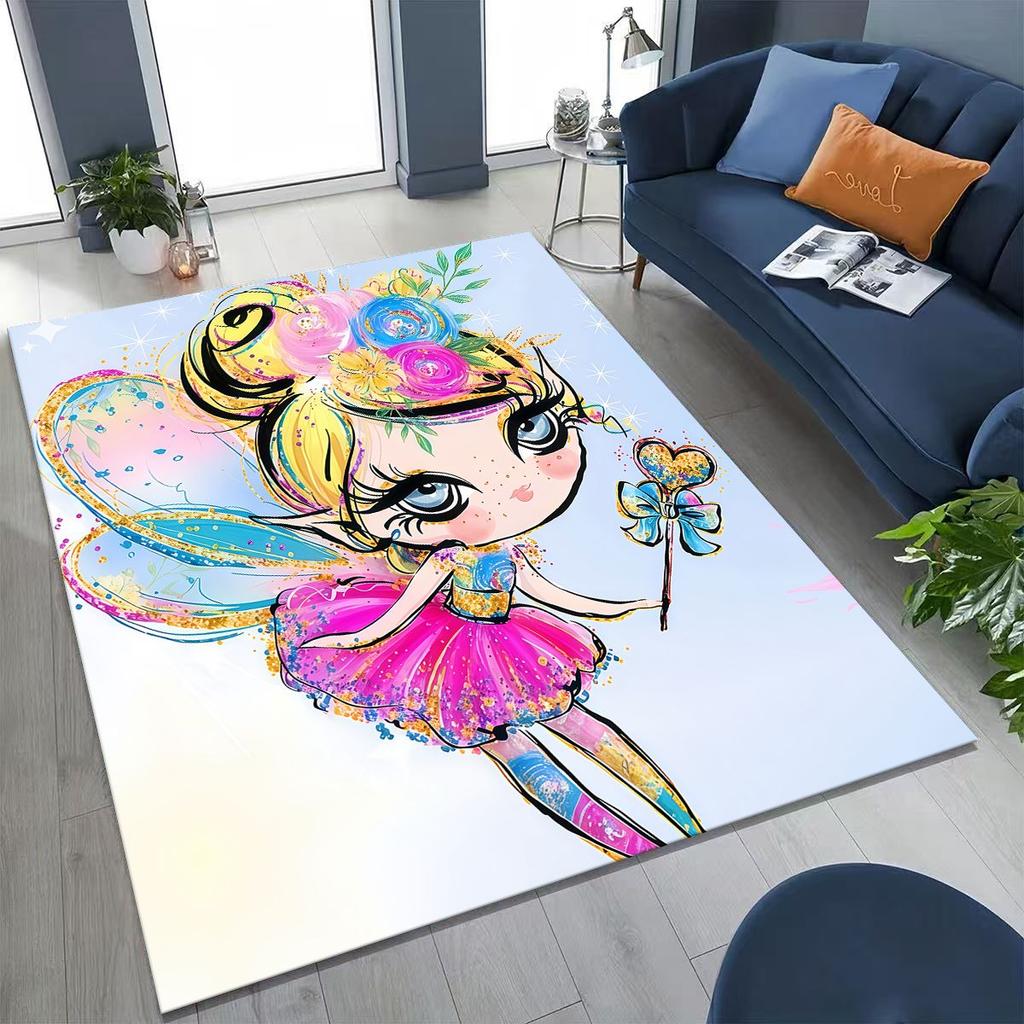 Elegant Ballet Dacing Girl Ballerina Cartoon Rug for Bedroom Living Room Sofa Home Doormat Decor,Large Kids Non-slip Floor Mat