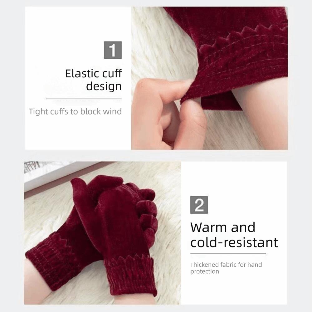 Solid Color Full Finger Mittens Thick Riding Driving Gloves New Women Gloves  Autumn Winter